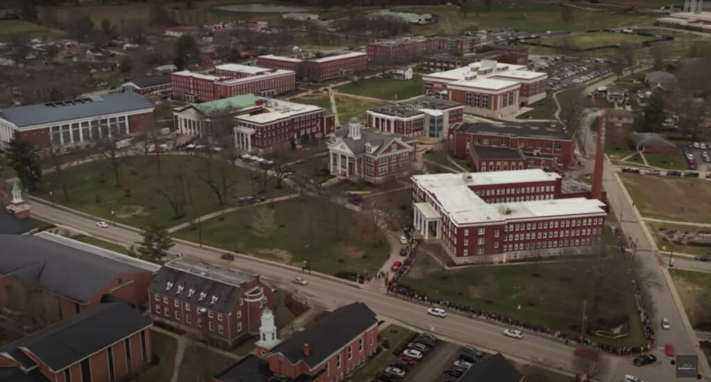 People queue around the block at Asbury University