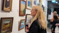 Woman views art at Jews for Jesus exhibition