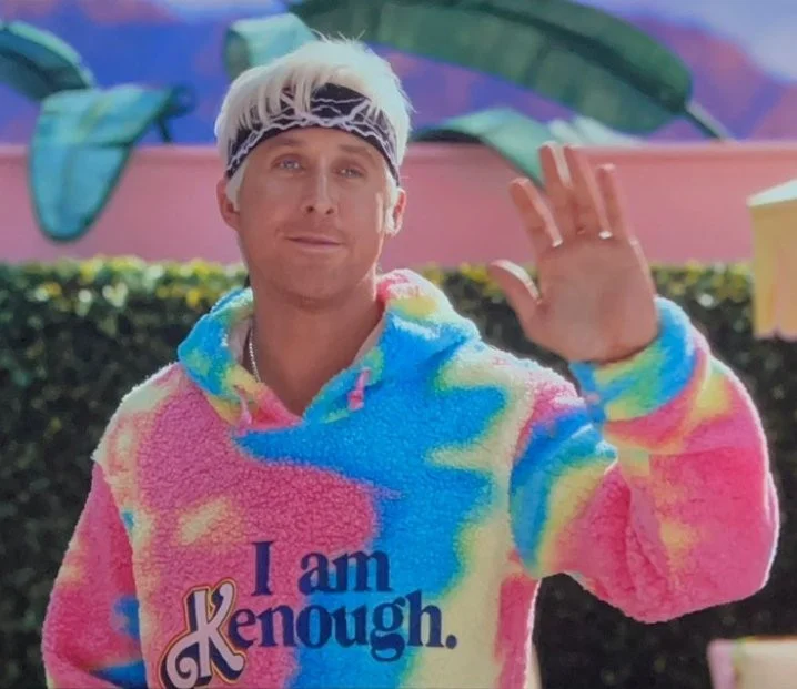 Ryan Gosling wears I am Kenough in Barbie