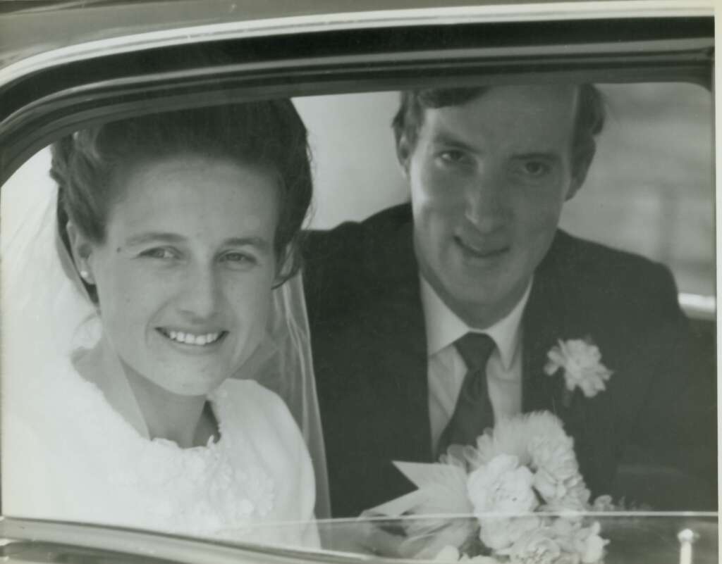 Philip and Janet Bryson on their wedding day