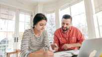 Dad helping daughter study