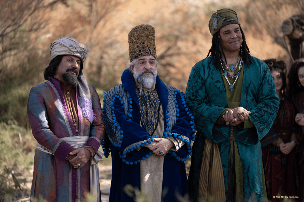 The three wise men provide comic relief in Journey to Bethlehem