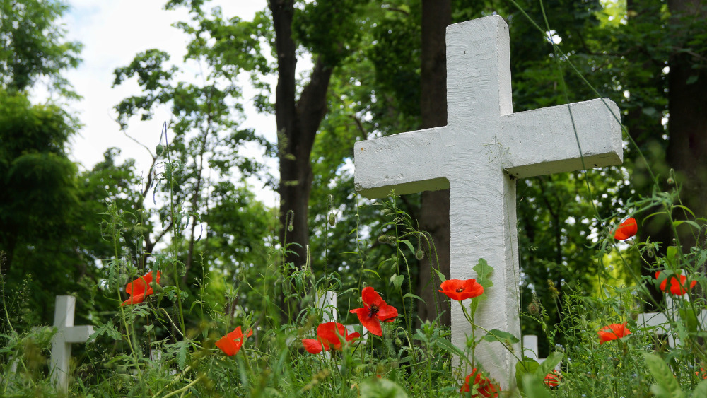 Cross with poppies