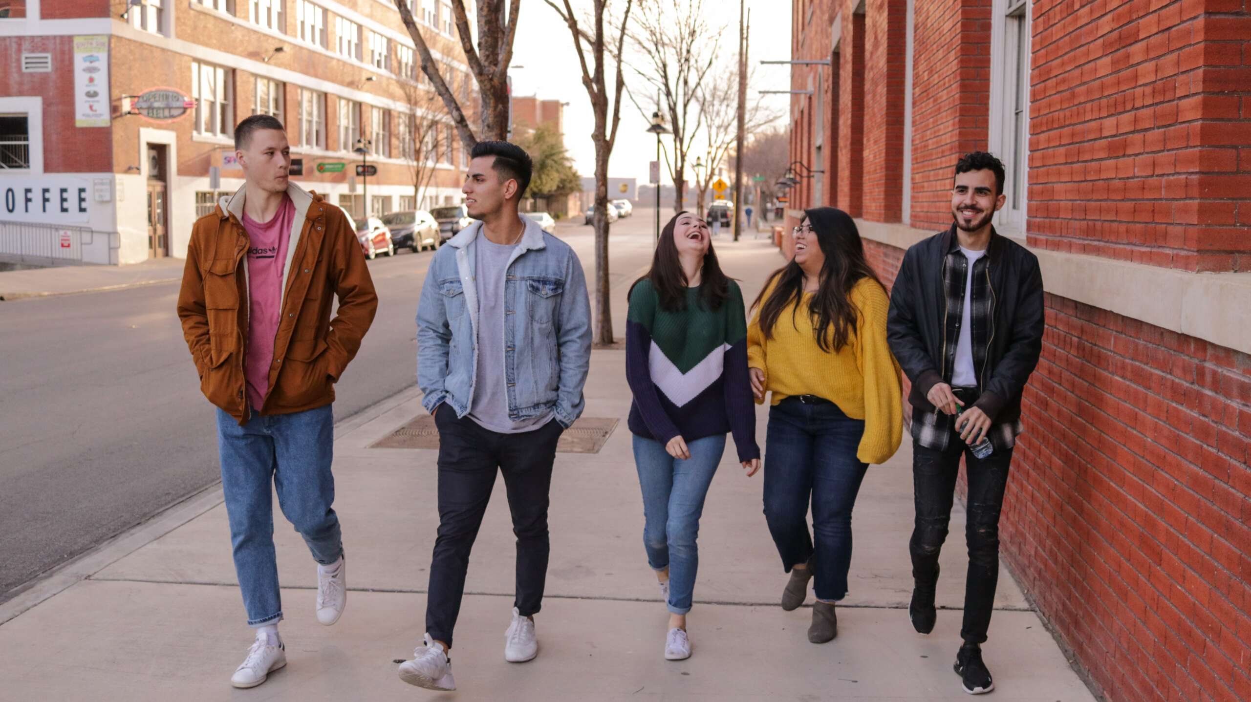 High school students walking