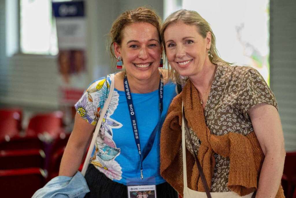 Naomi (left) with her friend Cathie at Summer School.