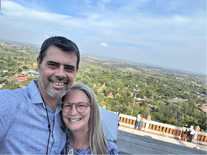 Alan and Leanne Purvis at Oudong Mountain