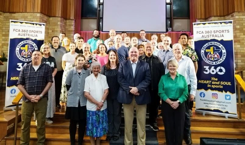 Members of Fellowship of Christian Athletes at the launch of the Aussie branch