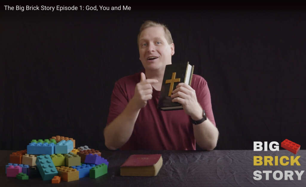 Joel with his LEGO Bible